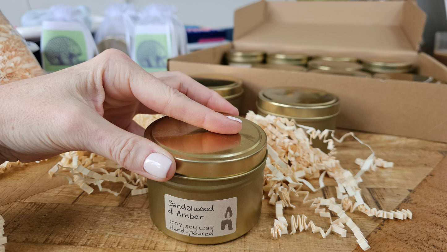 Sandlewood and Amber 24cl Gold Tin with Lid